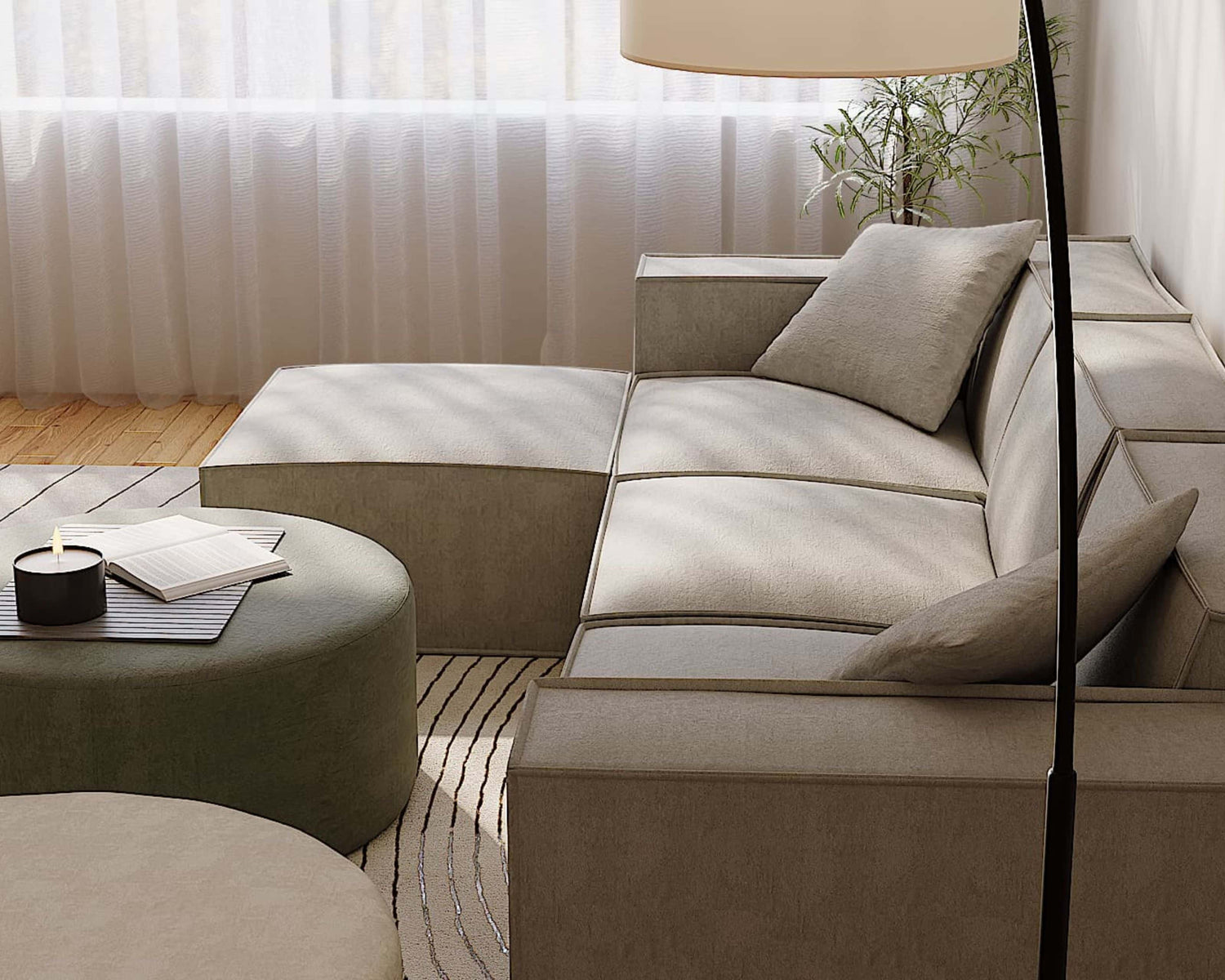 #color_inactive 
Elevate your living space with the Rove Lab M1 Sectional Sofa, designed for modern comfort and style. Featuring modular flexibility, spill-resistant fabric, and SmartFoam technology, this sofa adapts to your lifestyle, making it the perfect choice for both relaxation and entertaining.